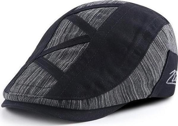 Valkyrie İtalyan Style Retro Zigzag Çizgi Detaylı Erkek Kasket Şapka Tokalı Ayarlanabilir Erkek Siyah - Image 1