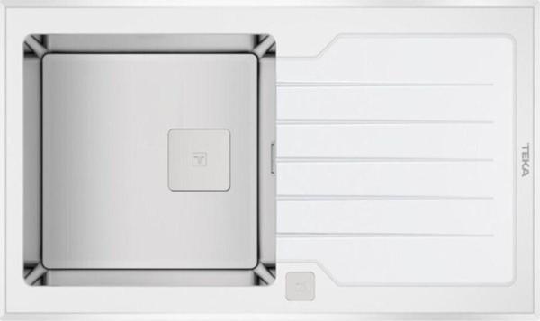 Teka - Dıamond Rs15 1B 1D 86 - Ankastre Kumanda Sifonlu Cam Eviye - Beyaz/Çelik - 86 Cm - 115100012 - Image 1