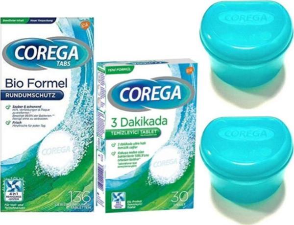Protez Diş Temizleyici Tablet 136'lı + 30'lu Tablet + Saklama Kutusu X 2 Adet - Image 1