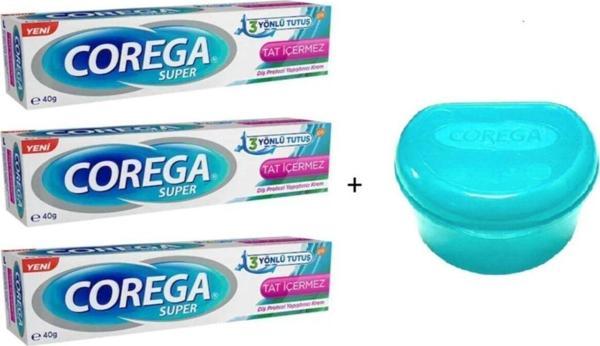 Süper Diş Protez Yapıştırıcı Krem Tat Içermez 40 Gr 3 Adet + Protez Saklama Kabı - Image 1
