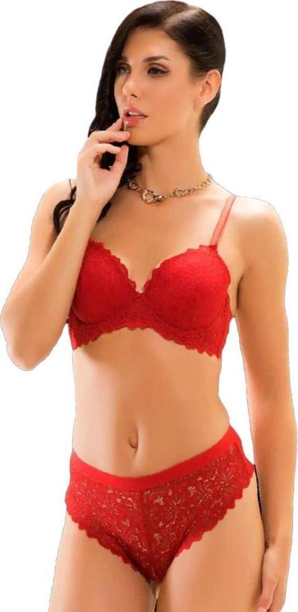 Şahinler 12400 Dolgulu Bayan Dantel Destekli Sütyen Külot Takım - Image 1