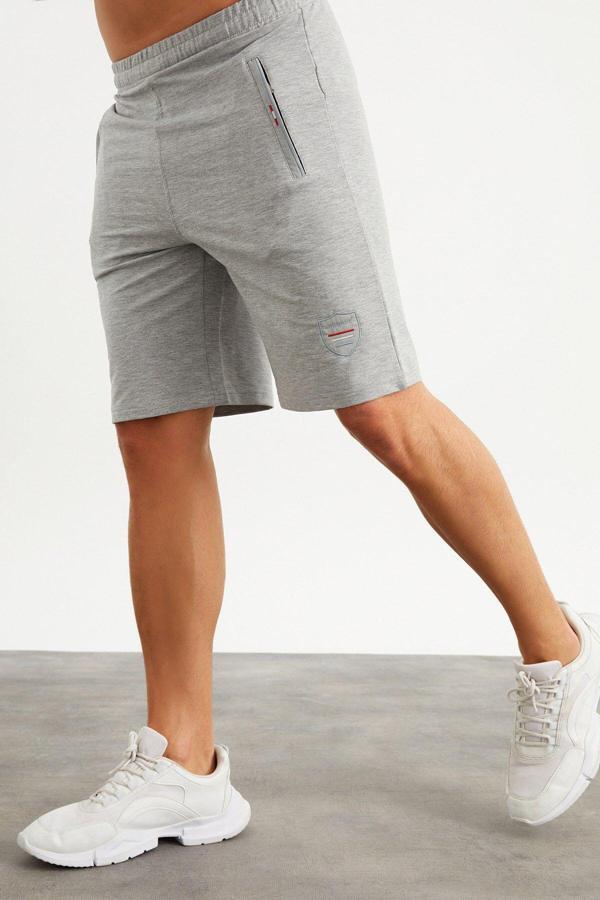Mysport 201759 Ep Nakış Detaylı Gri Melanj Erkek Şort - Image 1