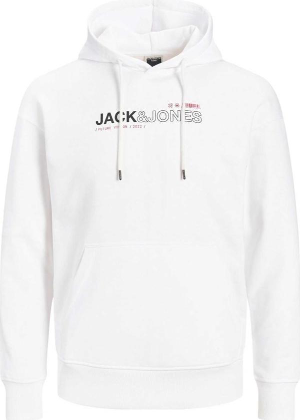 Jack&Jones Erkek Jcomono Vision Kapüşonlu Sweatshirt 63412216286 Beyaz - Image 1