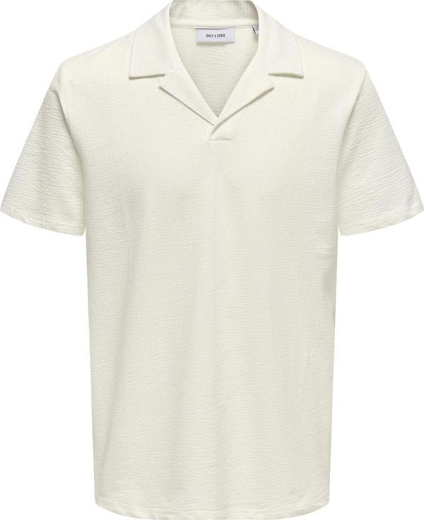 Only & Sons Erkek Onskıan Kendinden Desenli Polo Yaka T-Shirt 22032818 Ekru - Image 1