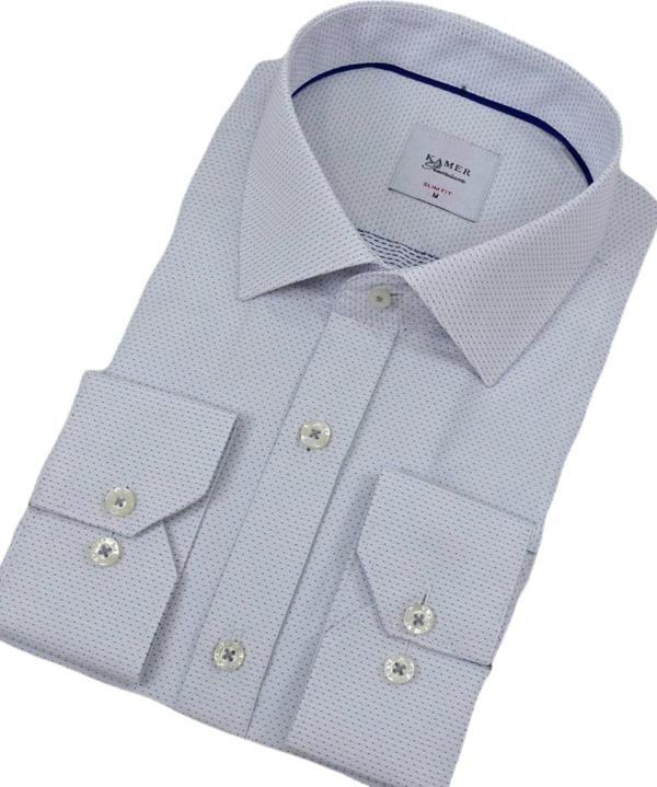 Erkek Puantiyeli Slim Fitt Uzun Kol Gömlek 2402 BGL-ST04385 - Image 1