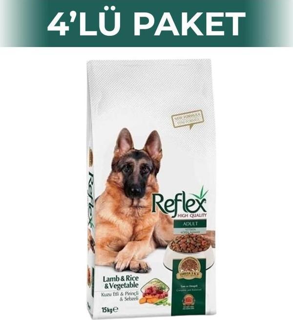 Reflex Kuzulu Etli ve Sebzeli Yetişkin Kuru Köpek Maması 3 kg 4 Adet - Image 1