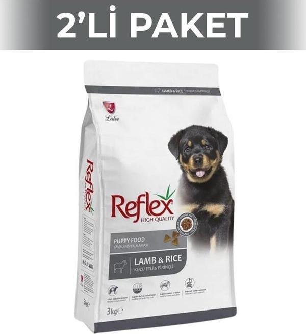 Reflex Kuzulu ve Pirinçli Yavru Köpek Maması 3 Kg 2 Adet - Image 1