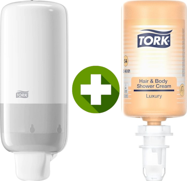 1 Ad. Tork Sabun Dispenseri Beyaz 561500 + 1 Litre Tork Luxury Sıvı Sabun Hediyeli - Image 1