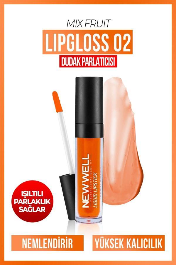 New Well Mix Fruit Lipgloss 02-Karışık Meyve Aromalı Dudak Parlatıcısı 8 Ml - Image 1