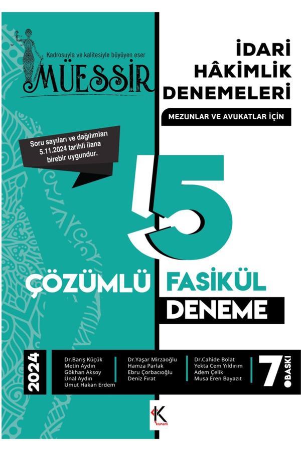 Kuram Yayınları Müessir İdari Hakimlik Denemeleri-2024 Çözümlü 5 Deneme / Kolektif / 9786259795522 - Kuram Yayınları - Image 1