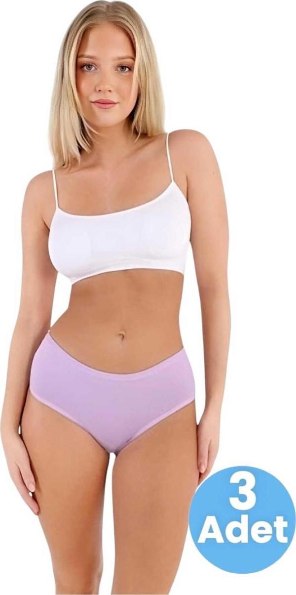 Uniquetrenders Kadın Pamuklu Penye Süprem Kumaş Bato Külot Kadın Bato Külot 3 Adet Lila 2XL-3XL - Image 1