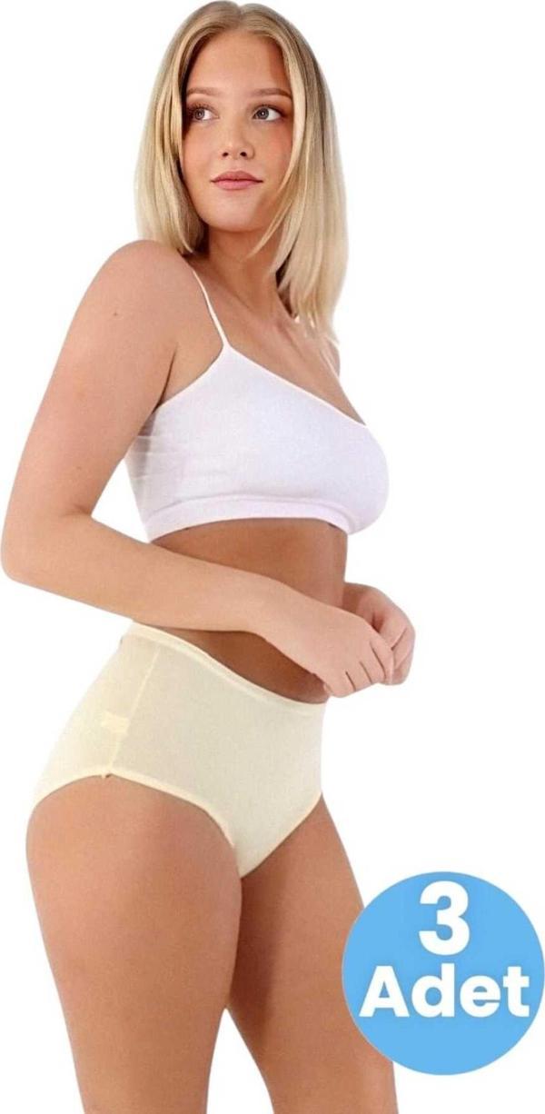 Uniquetrenders Kadın Pamuklu Penye Süprem Kumaş Bato Külot Kadın Bato Külot 3 Adet Sarı 2XL-3XL - Image 1