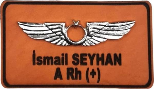 Deri Metal Rozetli Pilot İsimliği Tulum İsimlik - Deri İsimlik - Pilot İsimlik - Image 1