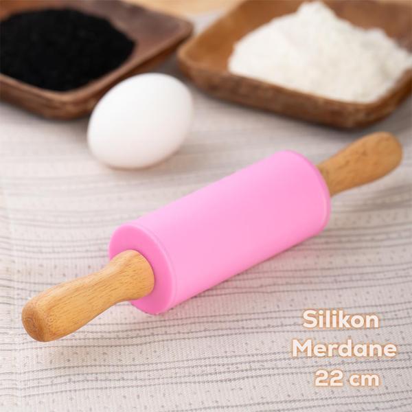 15682 Pembe Bambu Saplı Silikon Gövdeli Merdane 22 Cm - Image 1
