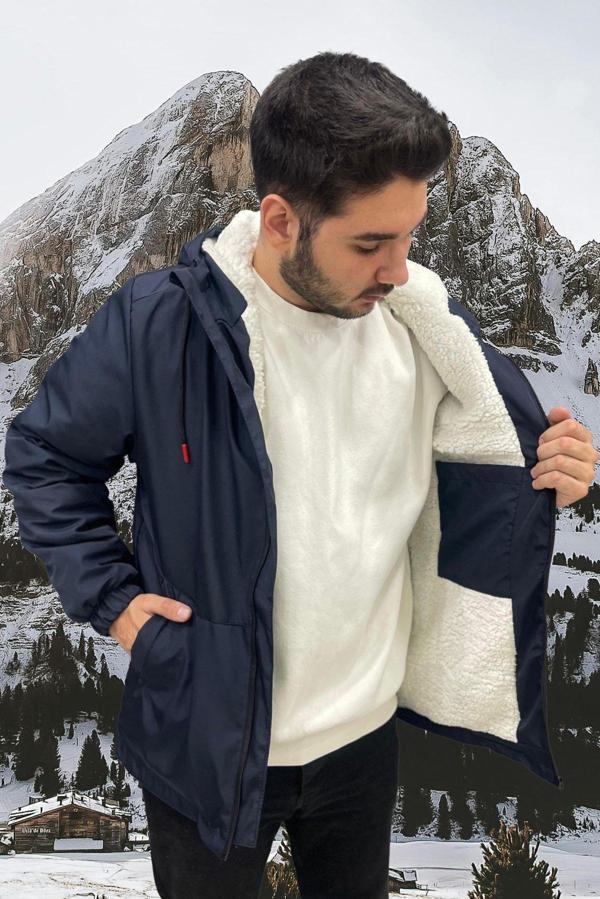 Spor Erkek Kürklü Su Ve Rüzgar Geçirmez Kapüşonlu Mont & Kaban & Parka - Image 1