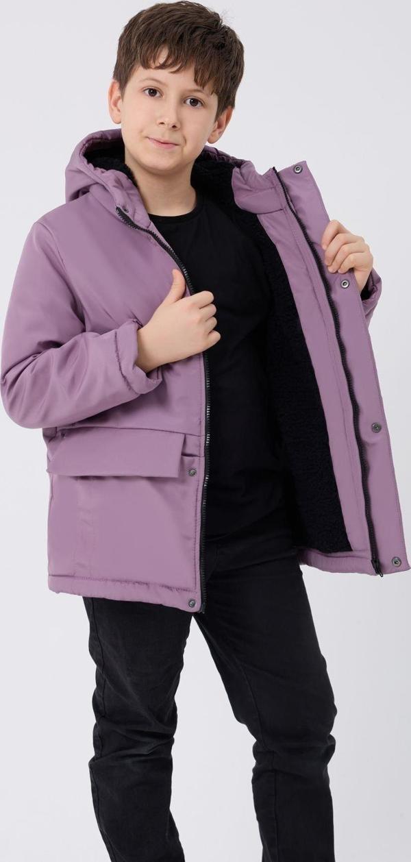 Spor Erkek Spor Çocuk Kürklü Su Ve Rüzgar Geçirmez Kapüşonlu 3 Cep Mont & Kaban & Parka - Image 1