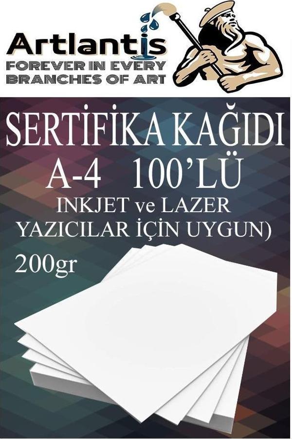 A4 Sertifika Kağıdı Kalın 100 Adet Gramajlı Fotokopi Kağıdı 200 gr Tüm Yazıcılara Uyumlu 21x29.7 cm Kalın Baskı Kağıdı - Image 1
