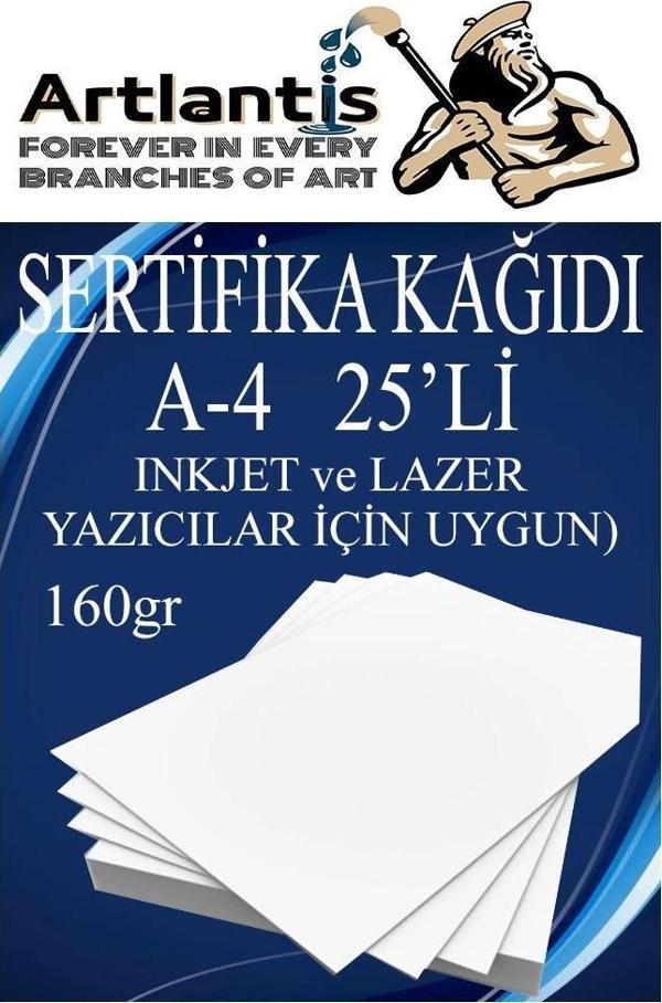 A4 Sertifika Kağıdı Kalın 25 Adet Gramajlı Fotokopi Kağıdı 160 gr Tüm Yazıcılara Uyumlu 21x29.7 cm Kalın Baskı Kağıdı - Image 1