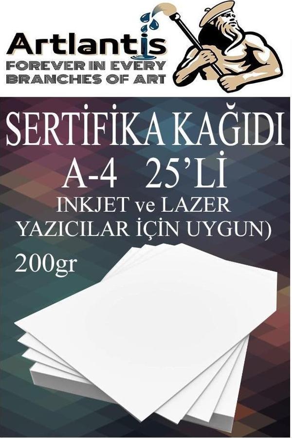 A4 Sertifika Kağıdı Kalın 25 Adet Gramajlı Fotokopi Kağıdı 200 gr Tüm Yazıcılara Uyumlu 21x29.7 cm Kalın Baskı Kağıdı - Image 1