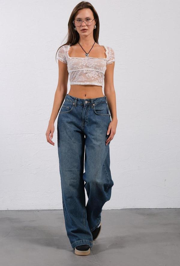 Bol Kesim Denim Geniş Paça Rahat Baggy Jean Kot Salaş Kadın Pantolon @Varese - Image 1