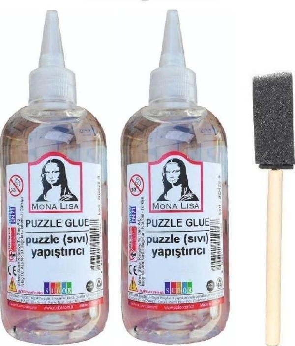 Puzzle Yapıştırıcı 250 ml 2 Adet ve Dağıtıcı Sünger Fırça 1 Adet Monalisa Pazıl Yapıştırıcısı - Image 1