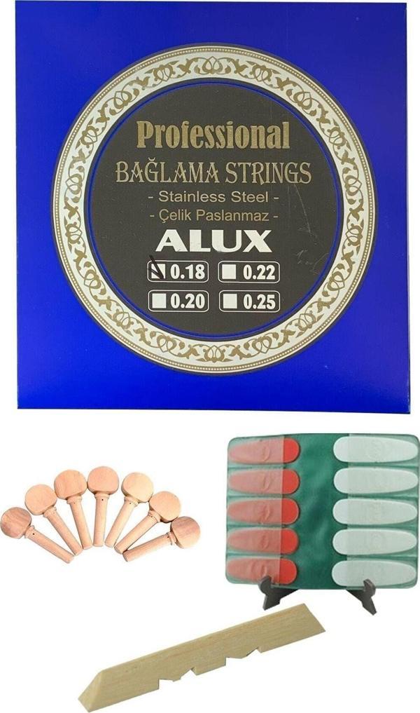 Master Music 0,18 Kısa Sap Bağlama Teli Seti 7 Adet Bağlama Burgusu 10 Adet Tezene Alt Eşik - Image 1