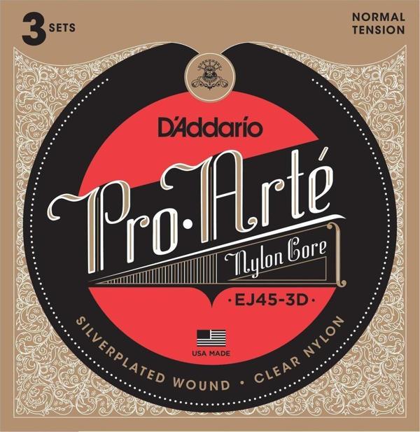 Master Music Ej45-3D 3'Lü Paket, Klasik Gitar Tel Seti, Pro-Arte, Sılve D'Addario Ej45-3D Pro-Arte Nylon - Image 1