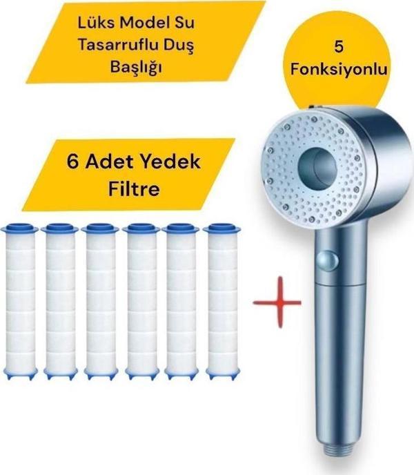 6 adet Kireç Önleyici Özellikli Yüksek Basınçlı Su Tararruflu Duş Başlığı - Image 1