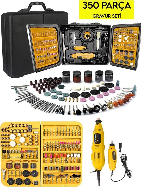 Rowermax 350 Parça  Çift Makinalı Gravür Oyma Dremel Taşlama Zımpara 130 W - Image 1