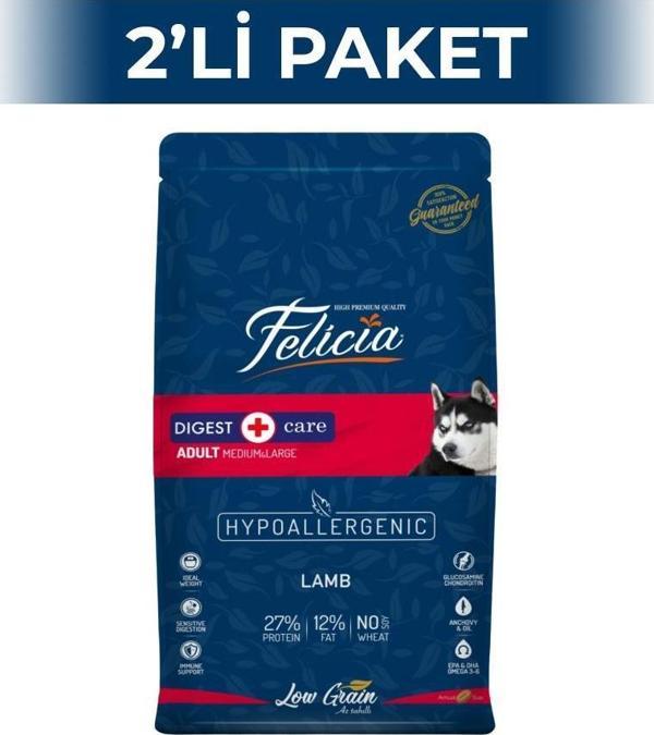 Felicia Az Tahıllı Kuzu Etli Yetişkin Köpek Maması 3 kg 2 Adet - Image 1