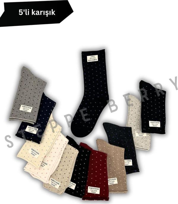Steppe Berry 5 Çift Kadın Lastiksiz Ve Dikişsiz Diyabet Çorap (Karma Renkler) - Image 1