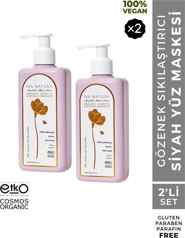 Iva Natura 2'Li Organik Gözenek Sıkılaştırıcı Siyah Yüz Maskesi At Kestanesi, Dağ Çileği Özlü 250 Ml - Image 1