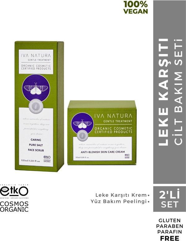 Iva Natura Organik 2'Li Leke Karşıtı Cilt Bakım Seti - Arındırıcı Yüz Peeling, Leke Karşıtı Krem - Image 1