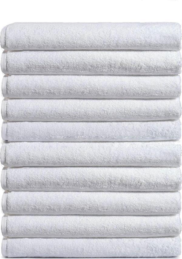 10 lu Otel Banyo Havlusu %100 Pamuklu 90X150 Cm Beyaz 20/2 Ring 650 Gr - Image 1