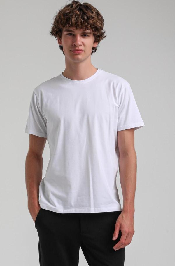 Beyaz Slim Fit Basic Pamuklu Tişört 25SSM20341 - Image 1