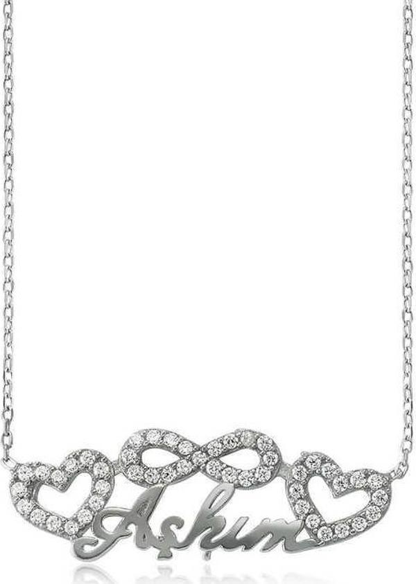 Gümüş Sonsuzluk Kalpli Aşkım Bayan Kolye SL1716 - Image 1