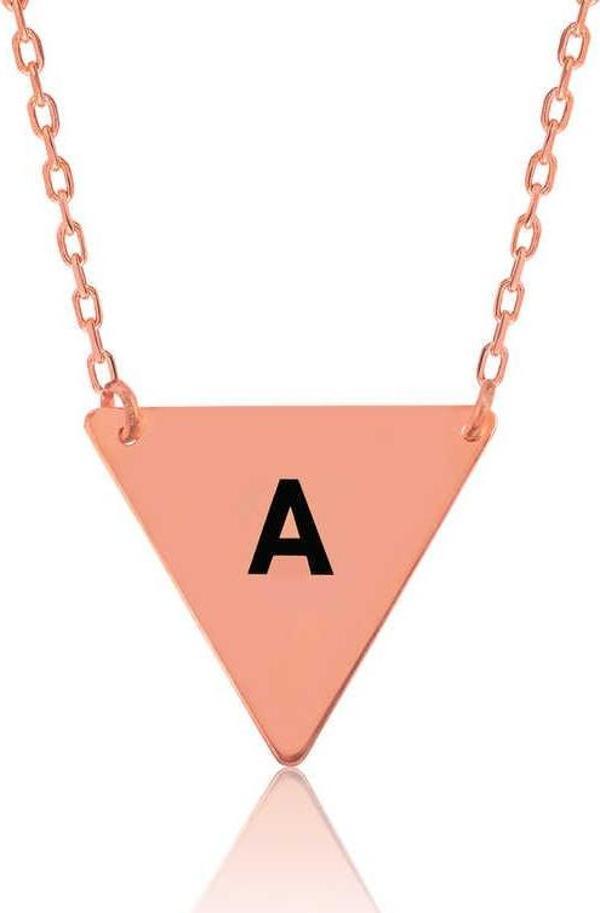 Gümüş Rose Harfli Üçgen Plaka Kolye SL2746 - Image 1