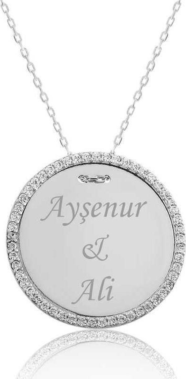 Gümüş Taşlı Kişiye Özel İsimli Bayan Kolye SL2775 - Image 1