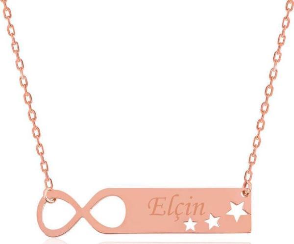 Gümüş Rose Sonsuzluk Yıldızlı Kişiye Özel İsimli Kolye SL2752 - Image 1