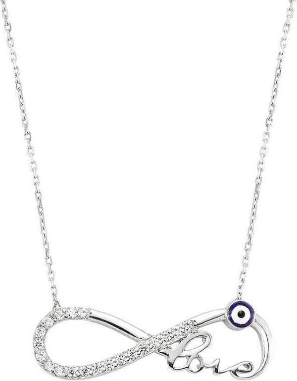 Gümüş Nazarlı Sonsuzluk Love Bayan Kolye SL1709 - Image 1