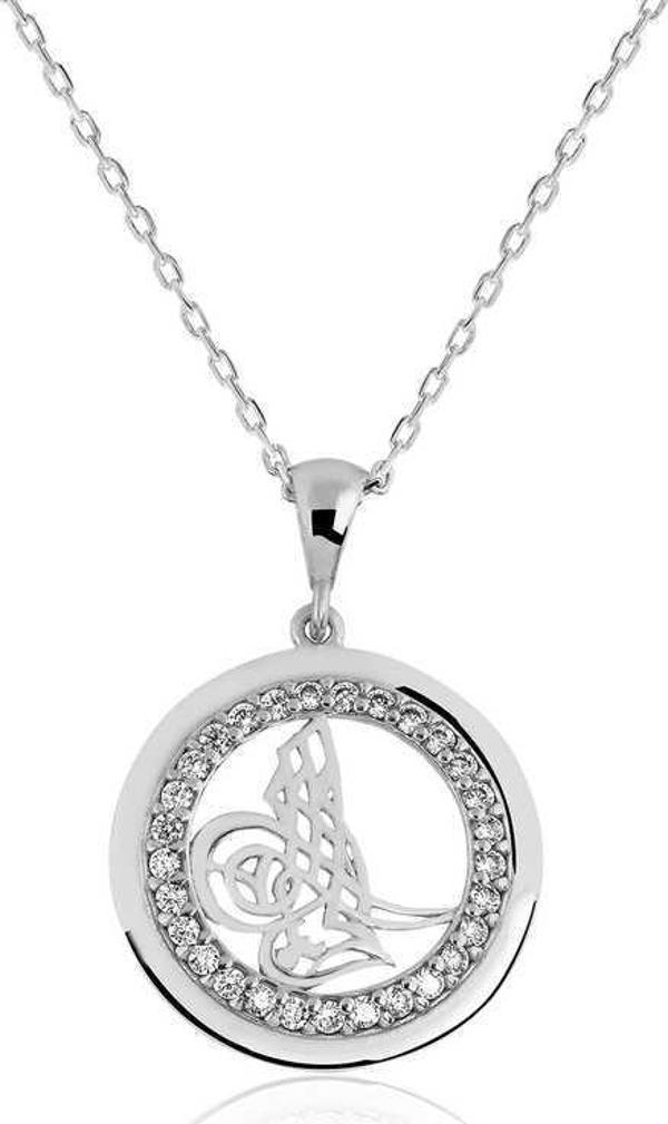 Gümüş Tuğralı Bayan Kolye  SL2823 - Image 1