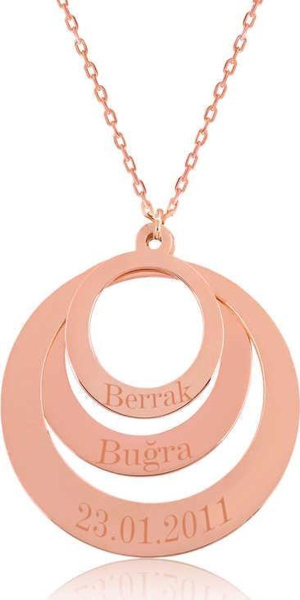 Gümüş Rose Aşk Çemberi İsimli Bayan Kolye SL2768 - Image 1