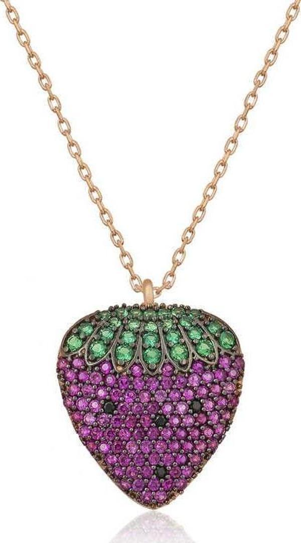 Gümüş Rose Çilek Bayan Kolye SL2920 - Image 1