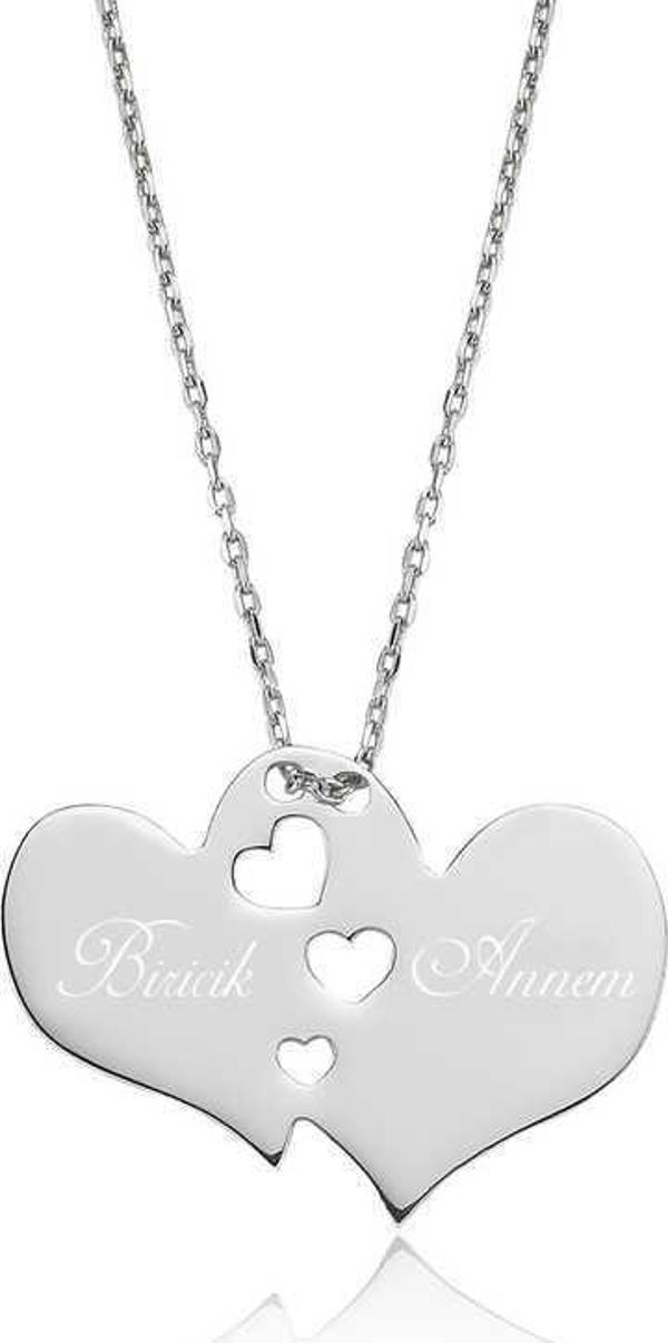 Gümüş Biricik Annem Yazılı Bayan Kolye SL1246 - Image 1