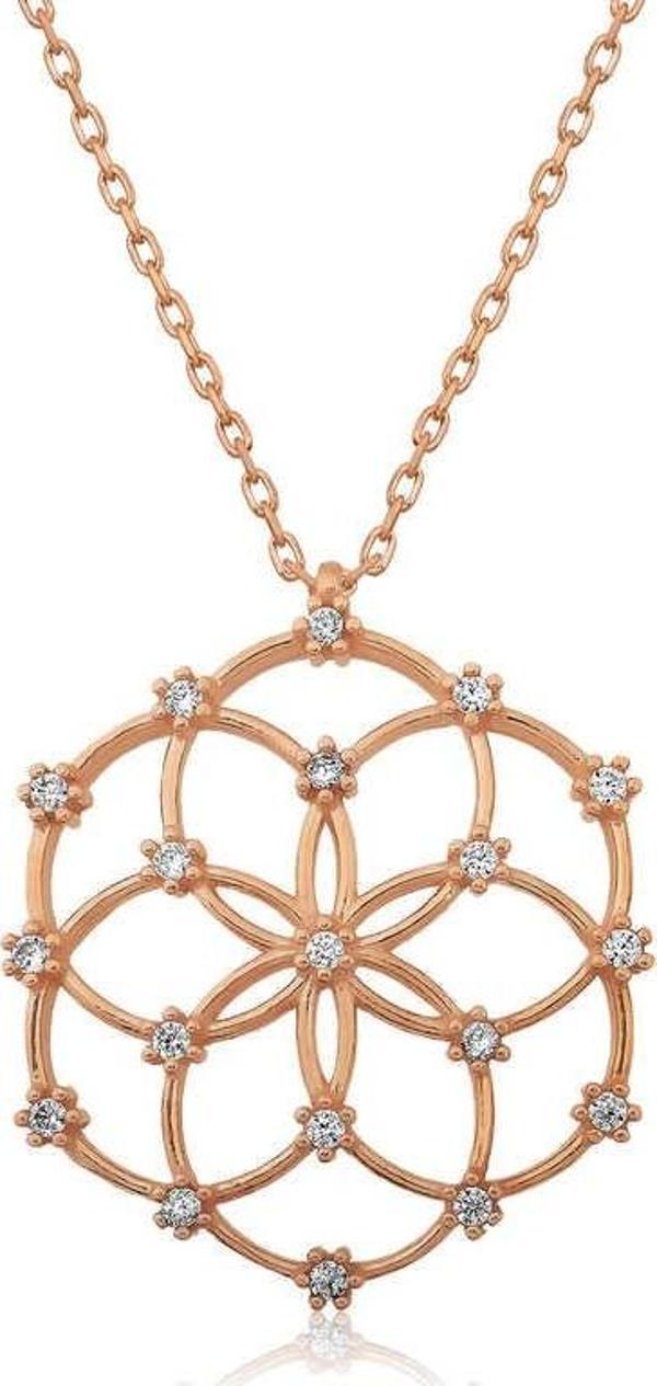 Gümüş Rose Yaşam Çiçeği Kolye  SL3465 - Image 1