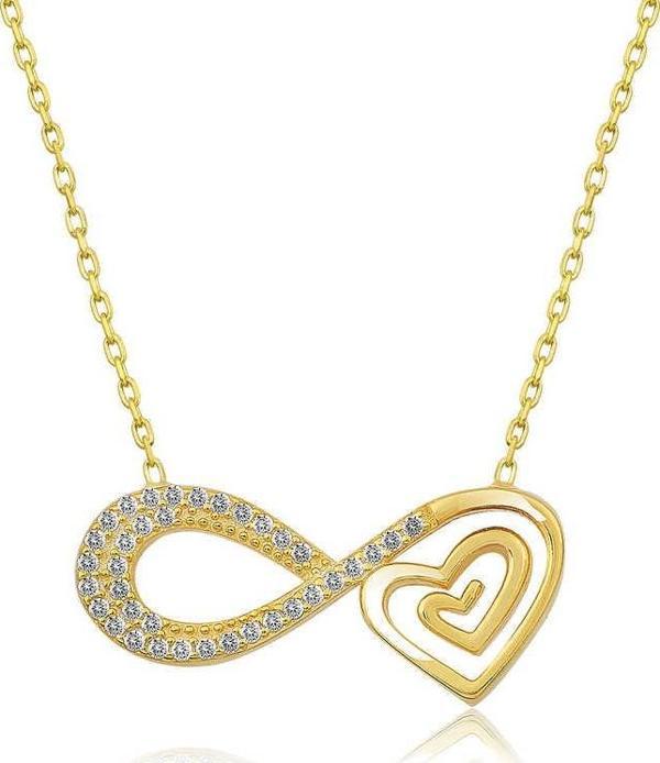 Gümüş Gold Kalpli Sonsuzluk Kolye SL3533 - Image 1