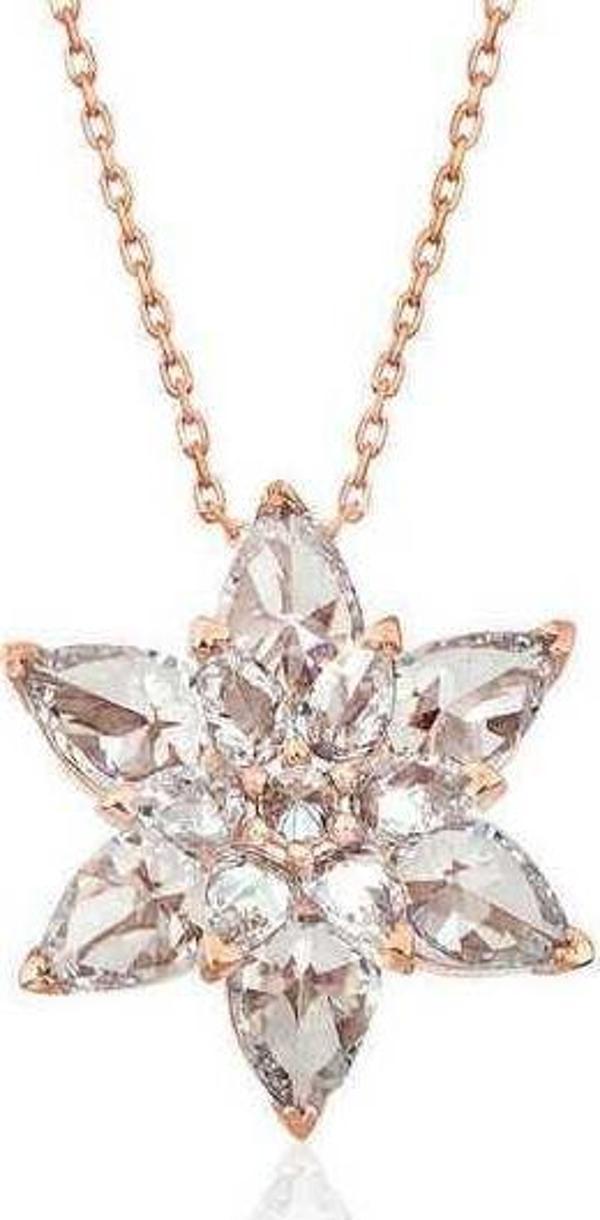 Gümüş Rose Beyaz Lotus Çiçeği Kolye  SL3468 - Image 1