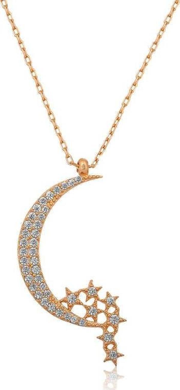 Gümüş Ay Yıldızlı Bayan Kolye SL3135 - Image 1