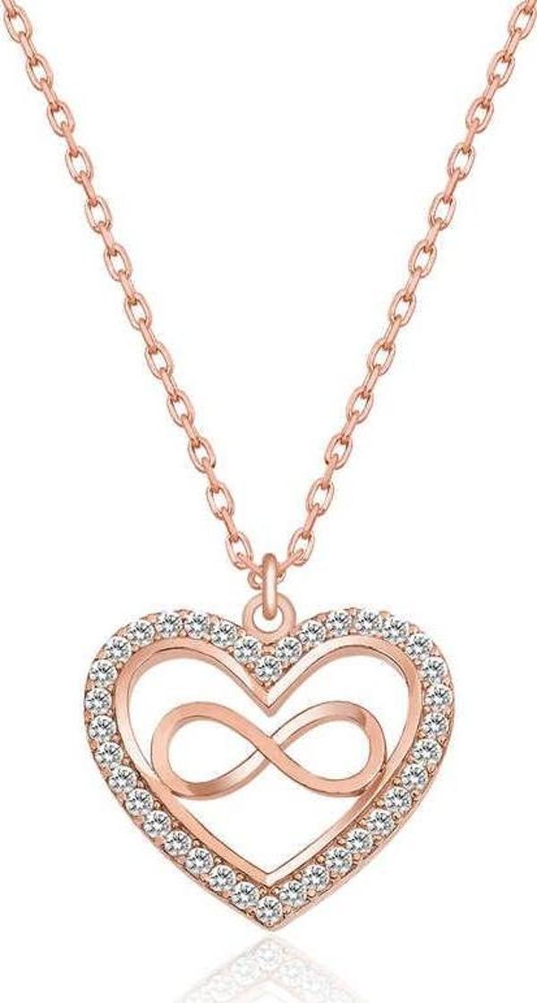 Gümüş Rose Kalp Sonsuzluk Bayan Kolye SL3874 - Image 1