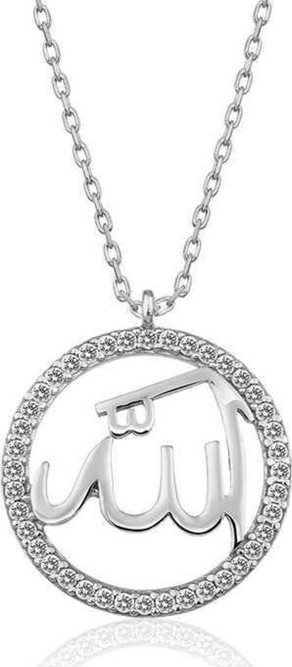Gümüş Arapça Allah Yazılı Bayan Kolye SL3617 - Image 1